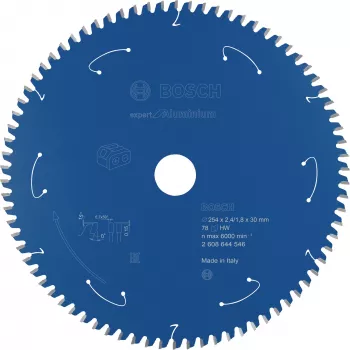 BOSCH POWERTOOLS Expert für Aluminium Kreissägeblatt 254mm x 30mm Bohrung, 78 Zähne, HLTCG, für Akku-Tischkreissägen