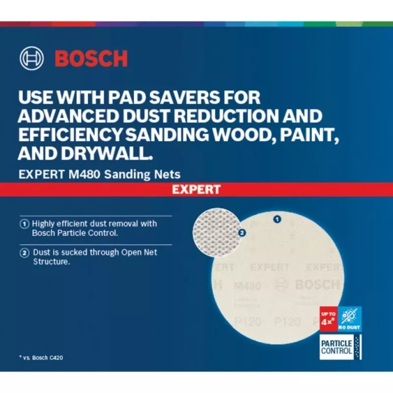 BOSCH POWERTOOLS Expert M480 Mesh Schleifscheibe 125mm, K400 (50er-Pack) für Exzenterschleifer