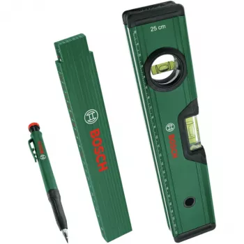 Bosch PowerTools Markierungsset, 3-teilig (Grün/Schwarz) – Tiefenmarkierer, Universalmarker & Zimmermannsbleistift