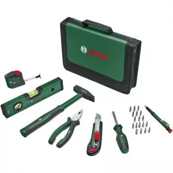 BOSCH Powertools Universelles Handwerkzeug-Set, 25-teilig (Grün, mit Werkzeugtasche)