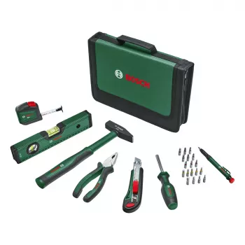 BOSCH Powertools Universelles Handwerkzeug-Set, 25-teilig (Grün, mit Werkzeugtasche)