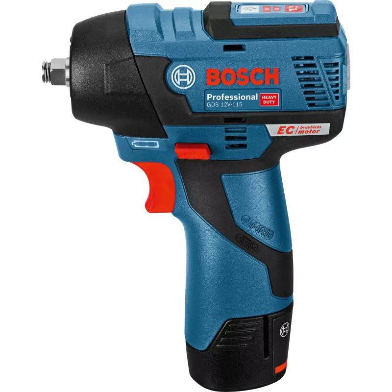 Bosch Professional GDS 12V-115 Akku-Schlagschrauber mit 2x 3,0 Ah Li-Ionen-Akkus, L-BOXX