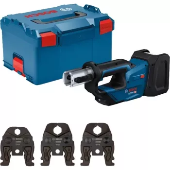 Bosch Professional GPT 18V-19 Akku-Presswerkzeug 18V Solo Kit SV (3 Compact SV Pressbacken, L-BOXX, ohne Akku/Ladegerät)
