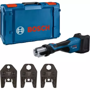 Bosch Professional GPT 18V-32 Akku-Presswerkzeug (Bare Tool, 3 Standard SV-Pressbacken, L-BOXX)