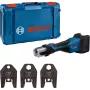 Bosch Professional GPT 18V-32 Akku-Presswerkzeug (Bare Tool, 3 Standard SV-Pressbacken, L-BOXX)