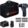 Bosch Professional GSR 12V-32 Akku-Bohrschrauber (12V, 2x 2,0 Ah Li-Ionen, 36-teiliges Zubehörset, Werkzeugtasche, Blau/Schwarz)