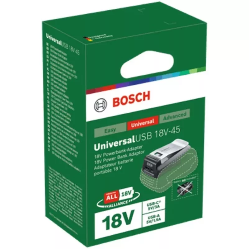 Bosch UniUSB 18V-15 Ladegerät für 18V POWER FOR ALL Akkus mit USB-C Anschluss (1600A02WS1)