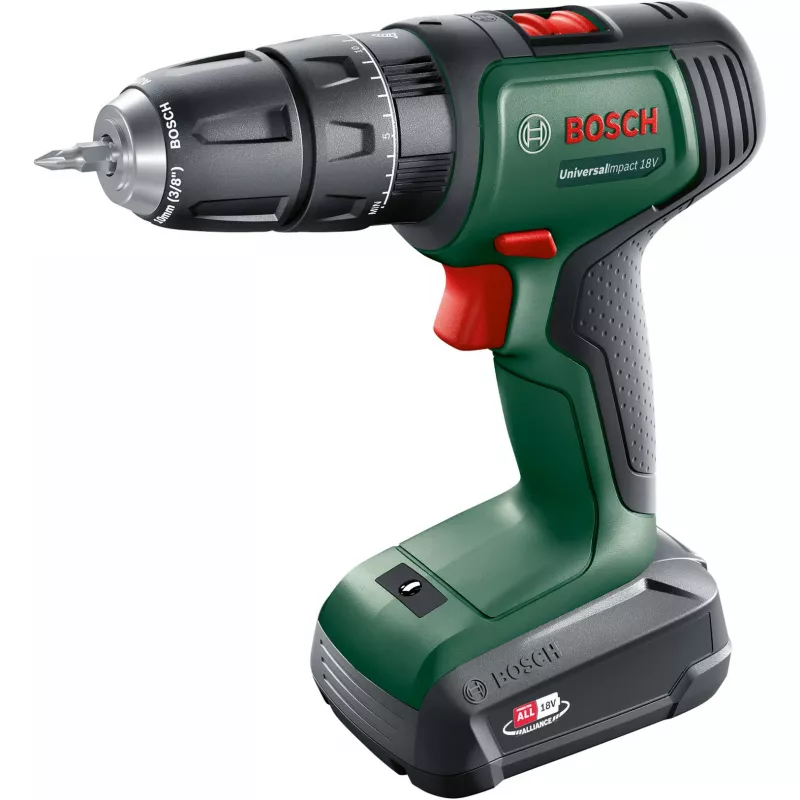 BOSCH UniversalImpact 18V Akku-Schlagbohrschrauber (Grün/Schwarz, 2x1,5 Ah Li-Ion, 241-teiliges Set)