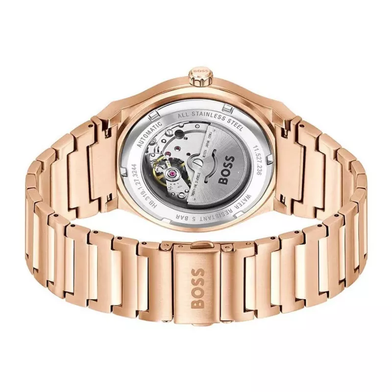 BOSS MAN 1514185 Quarz-Analoguhr 41mm schwarzes Zifferblatt Lederarmband