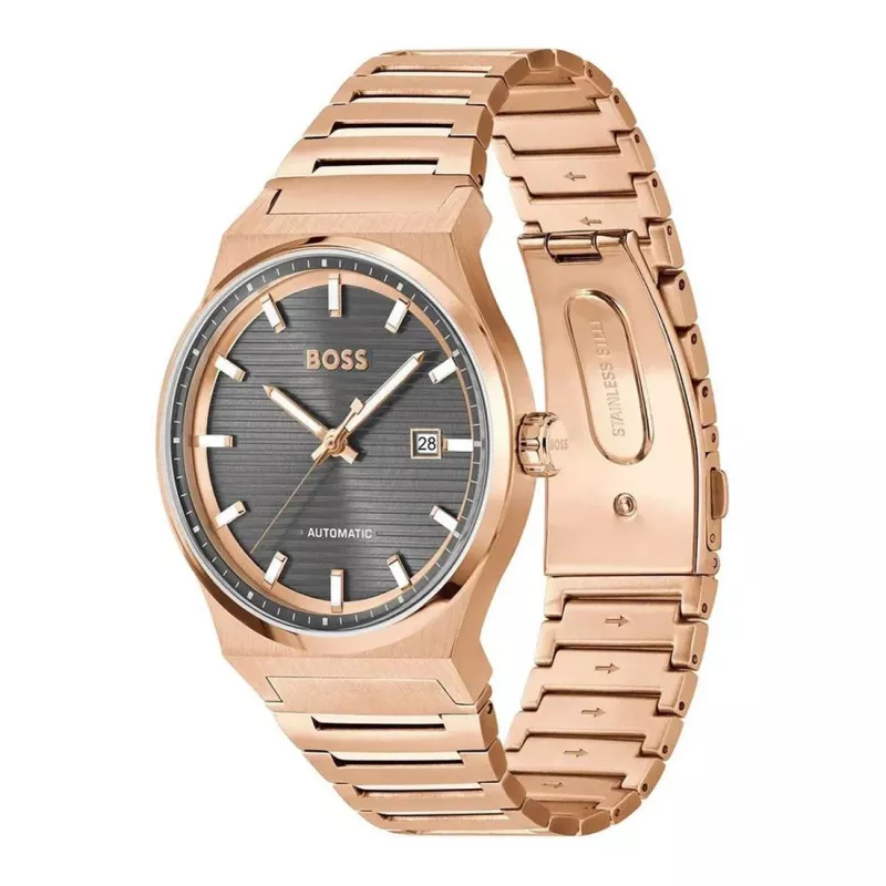 BOSS MAN 1514185 Quarz-Analoguhr 41mm schwarzes Zifferblatt Lederarmband