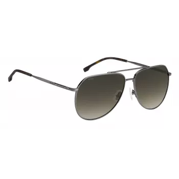 BOSS Man BOSS1447SKJ1G Rechteckige Sonnenbrille - Schwarzer Acetatrahmen, graue Polycarbonatgläser, UV400-Schutz