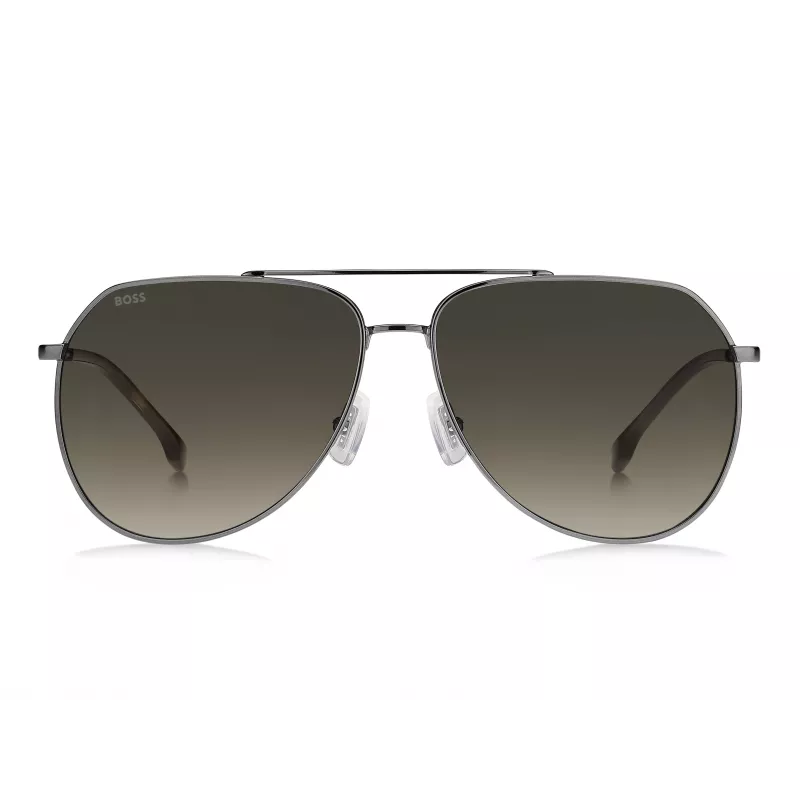 BOSS Man BOSS1447SKJ1G Rechteckige Sonnenbrille - Schwarzer Acetatrahmen, graue Polycarbonatgläser, UV400-Schutz