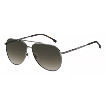 BOSS Man BOSS1447SKJ1G Rechteckige Sonnenbrille - Schwarzer Acetatrahmen, graue Polycarbonatgläser, UV400-Schutz