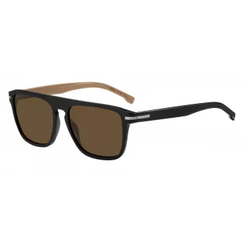 BOSS MAN Sonnenbrille BOSS1599S807 Rechteckig Schwarzer Rahmen Graue Gläser 56mm