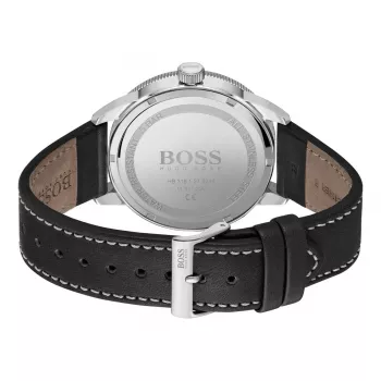 BOSS Herren Grand Prix Chronograph Uhr 1513898 44mm Schwarzes Zifferblatt Lederarmband