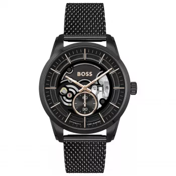 BOSS Herren Velocity Chronograph Quarzuhr 42mm blaues Zifferblatt Edelstahl-Mesh 1514035