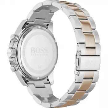 BOSS Herrenuhr 1513757 43mm Edelstahl Blaues Zifferblatt Braunes Leder Chronograph