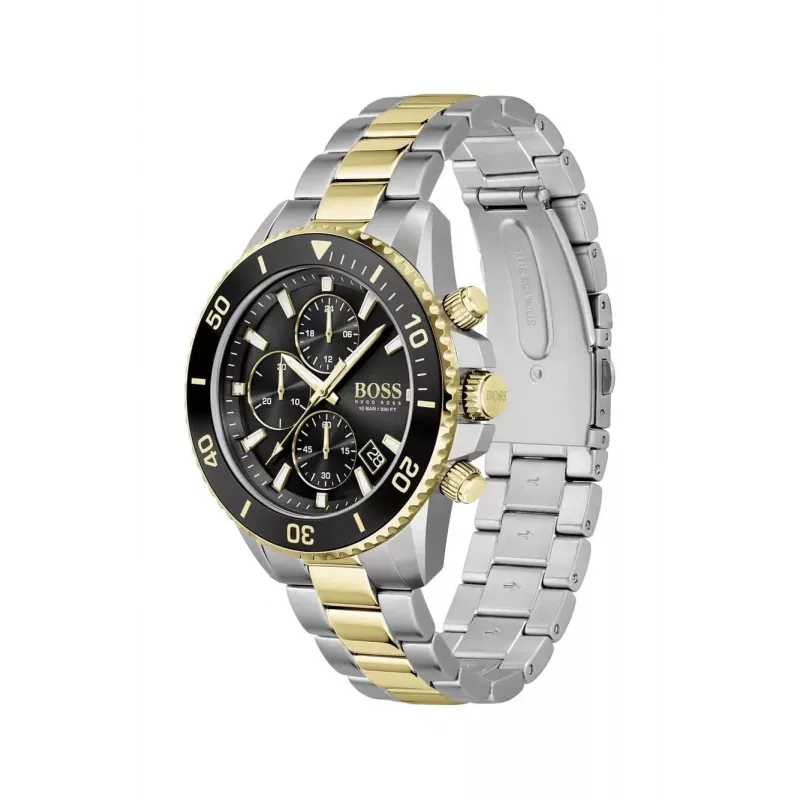 BOSS Herrenuhr 1513908 45mm Edelstahl Blaues Zifferblatt Chronograph