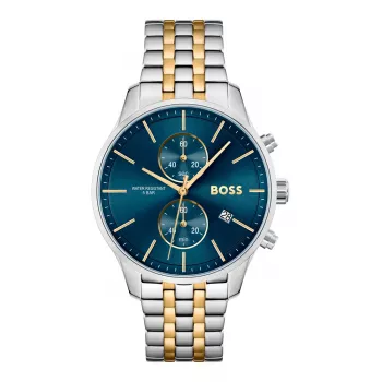 BOSS Herrenuhr 1513976 (42mm) - Blaues Zifferblatt, braunes Lederarmband