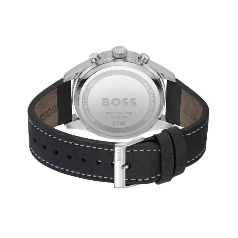 BOSS Herrenuhr 1513987 44mm Edelstahl Blaues Zifferblatt Chronograph
