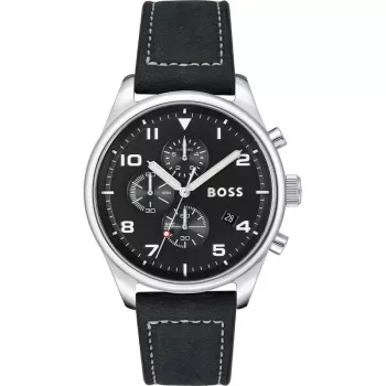 BOSS Herrenuhr 1513987 44mm Edelstahl Blaues Zifferblatt Chronograph