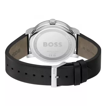BOSS Herrenuhr 1514125 Velocity Quarz-Chronograph 44 mm blaues Zifferblatt braunes Lederarmband
