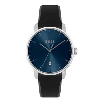 BOSS Herrenuhr 1514131 40mm Quarz-Chronograph Edelstahlgehäuse Schwarzes Lederarmband