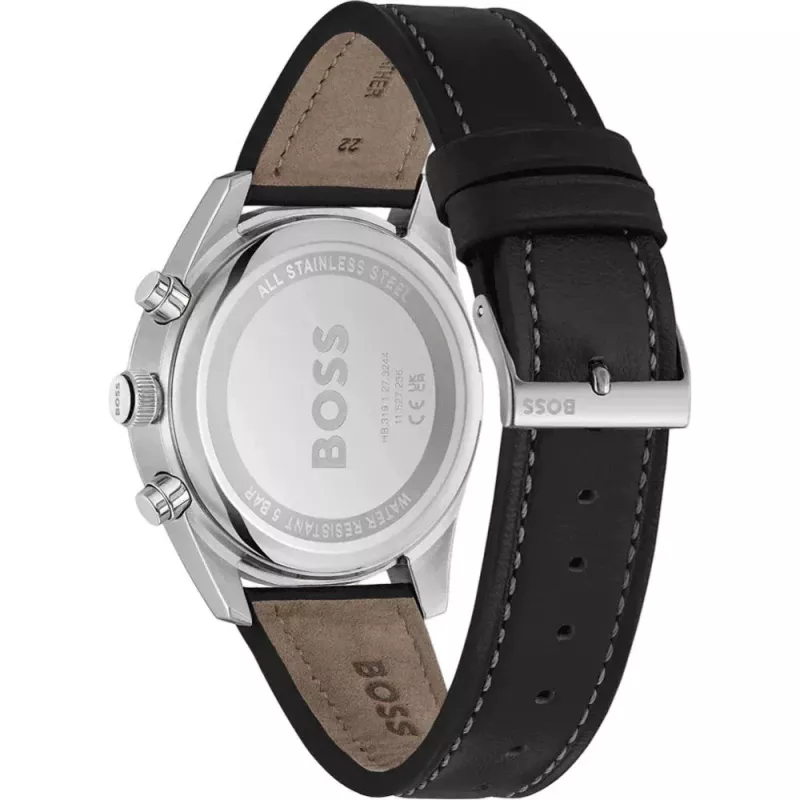 BOSS Herrenuhr 1514147 44mm Edelstahl Blaues Zifferblatt Chronograph