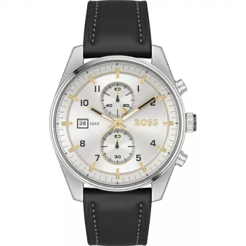 BOSS Herrenuhr 1514147 44mm Edelstahl Blaues Zifferblatt Chronograph