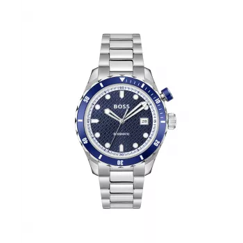BOSS Herrenuhr 1514177 42mm Edelstahl Blaues Zifferblatt Chronograph