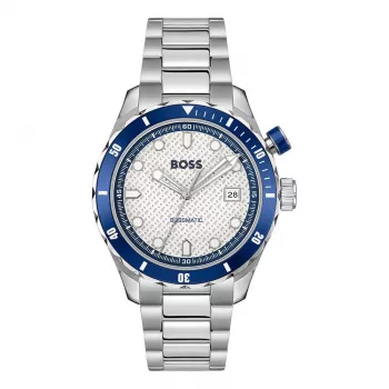 BOSS Herrenuhr 1514212 42mm Edelstahl Blaues Zifferblatt Chronograph