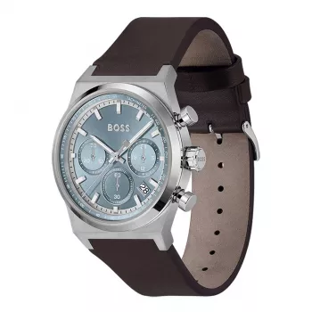 BOSS Herrenuhr 1514219 41mm Edelstahl Blaues Zifferblatt Chronograph