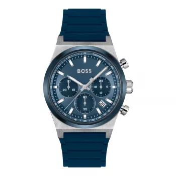 BOSS Herrenuhr 1514243 41mm Edelstahl Blaues Zifferblatt Chronograph