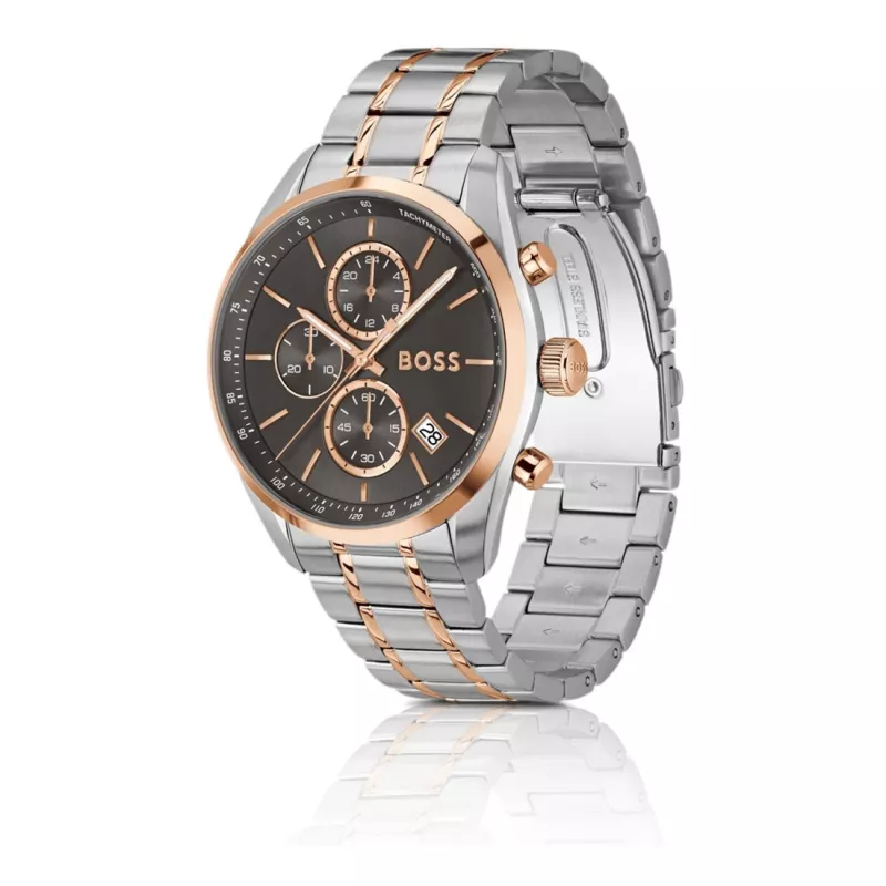 BOSS Herrenuhr 1514252 44mm Quarz Chronograph Edelstahl Silikon Schwarz