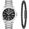 BOSS Herrenuhr 1570180 41mm Edelstahlgehäuse Schwarzes Lederarmband Analog Quarz