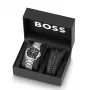 BOSS Herrenuhr 1570180 41mm Edelstahlgehäuse Schwarzes Lederarmband Analog Quarz