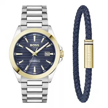 BOSS Watch Man 1570191 (41mm) Pilot Edition Quarz Edelstahl Leder Braun