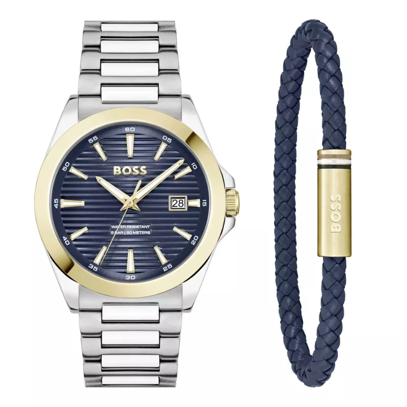 BOSS Watch Man 1570191 (41mm) Pilot Edition Quarz Edelstahl Leder Braun