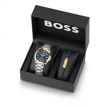 BOSS Watch Man 1570191 (41mm) Pilot Edition Quarz Edelstahl Leder Braun