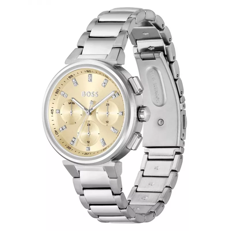 BOSS Damenuhr 1502676 Quarzuhr 37mm Edelstahl Silber/Roségold