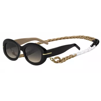 BOSS Damen-Sonnenbrille, rechteckig, BOSS1521NS0WM 51/21/145 mm, Schwarz/Grau