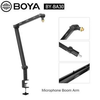 BOYA BY-BA30 Mikrofon-Galgenarm (Stahl, Schwarz) - Tischklemmenhalterung, 800 mm Reichweite, 360° Drehung, 1,1 kg Tragfähigkeit, 3/8 Zoll Gewinde mit 5/8 Zoll Adapter