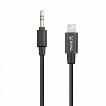 BOYA BY-K1 3,5mm TRRS Stecker auf Lightning Stecker Audio-Adapterkabel (20 cm, Schwarz)
