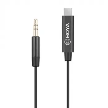 BOYA BY-K2 USB-C auf 3,5 mm TRRS Audio-Adapterkabel (20 cm, Schwarz)