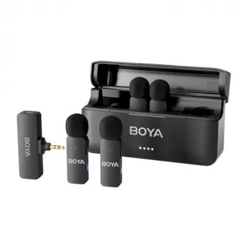 BOYA BY-V4 Wireless Microphone System 2.4GHz with 4 Transmitters and 1 Receiver (3.5mm Connector) Black