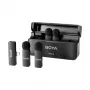 BOYA BY-V4D Drahtloses Mikrofonsystem mit 4 Sendern und 1 Lightning-Empfänger (Schwarz)