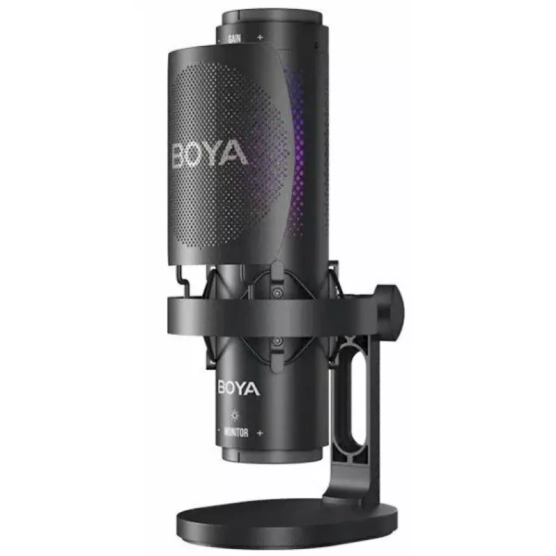 BOYA K9 Kabelgebundenes Kondensatormikrofon, omnidirektional, Rauschunterdrückung, Echtzeit-Überwachung, USB-A/USB-C, Schwarz