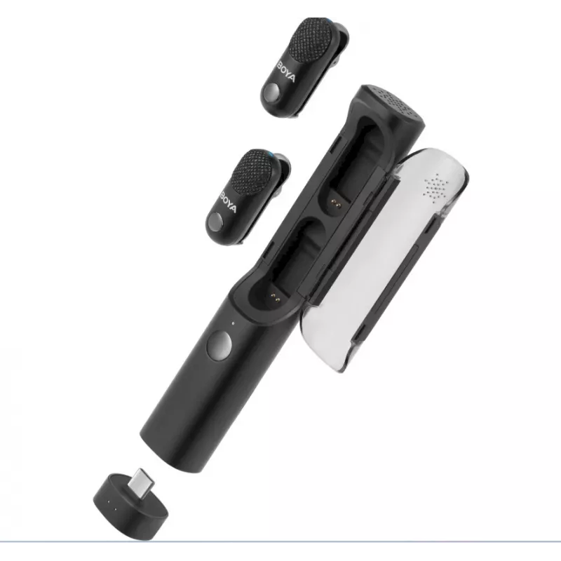 BOYA Magic-02 Kabelloses Mikrofon Headset 2,4 GHz USB-C/Lightning/3,5 mm Schwarz