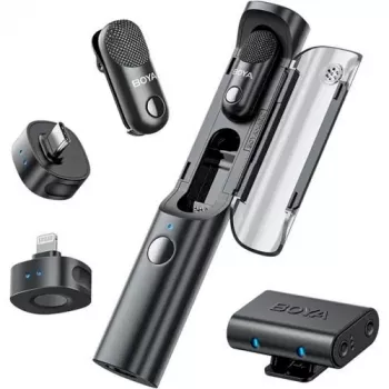 BOYA Magic-02 Kabelloses Mikrofon Headset 2,4 GHz USB-C/Lightning/3,5 mm Schwarz