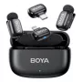 BOYA Mini 2-01 Drahtloses Mikrofonsystem 2,4 GHz mit 2 Sendern und 2 Empfängern (USB-C und Lightning) Schwarz